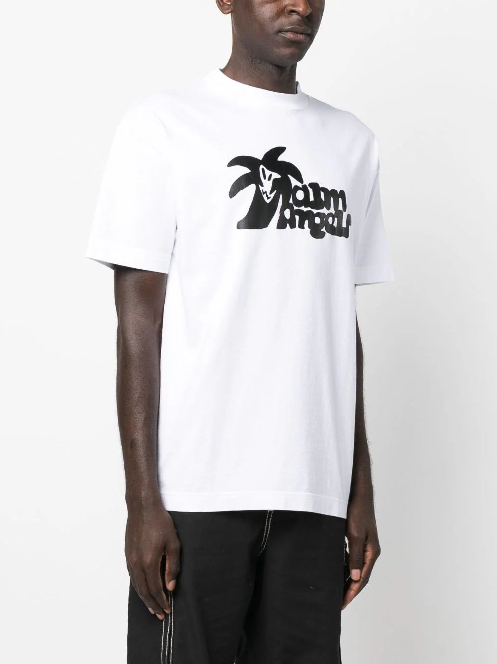 PALM ANGELS MEN "Hunter" Classic T-Shirt White/Black - MAISONDEFASHION.COM