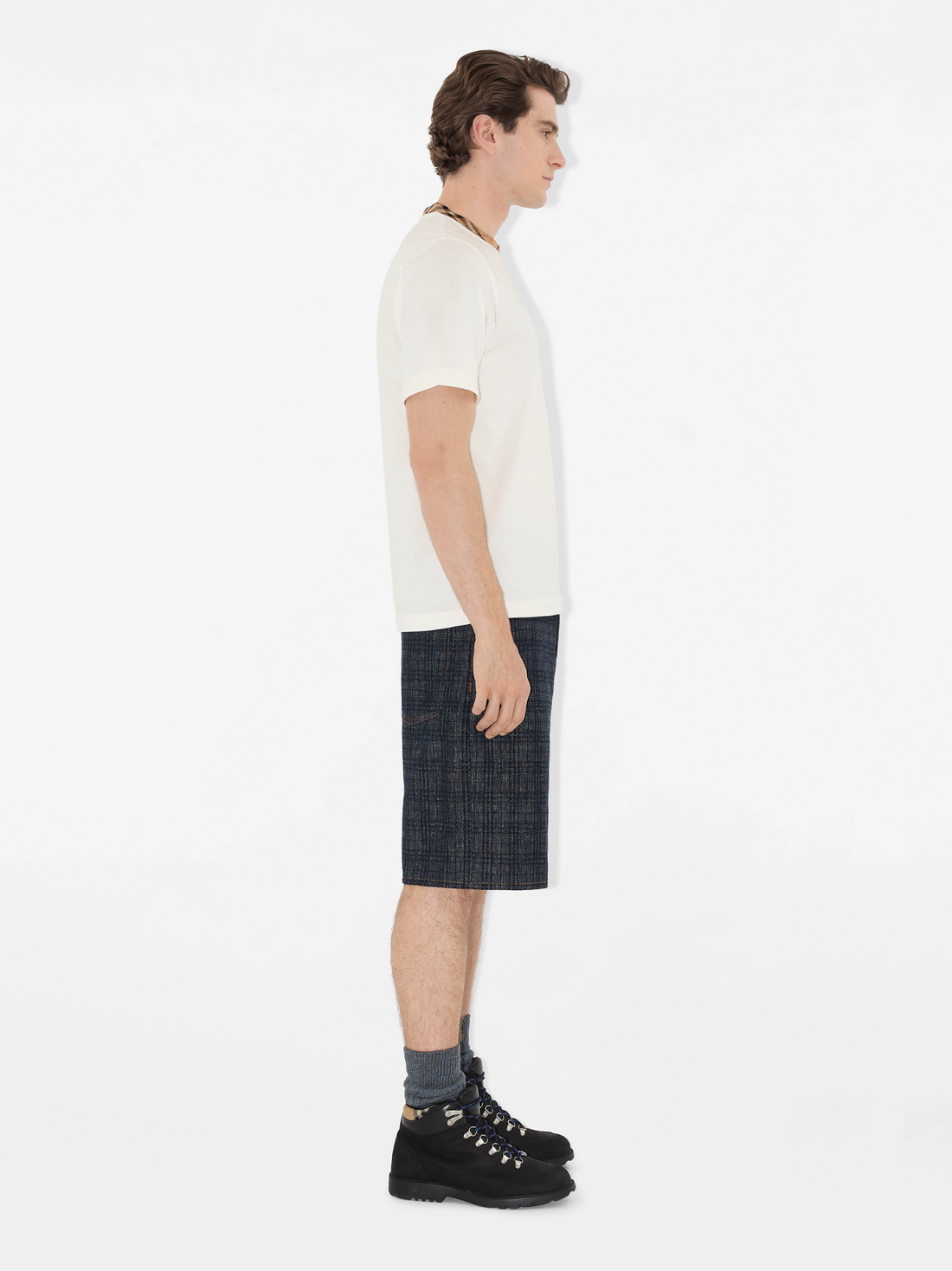 BURBERRY Check Trim Cotton T-shirt Chalk White - MAISONDEFASHION.COM