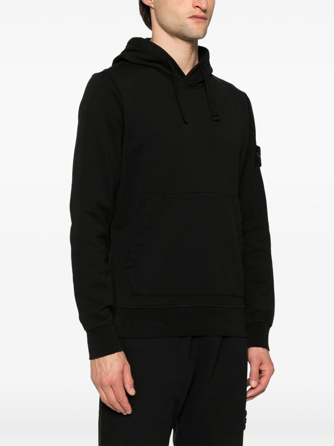 STONE ISLAND Compass Badge Cotton Jersey Hoodie Black