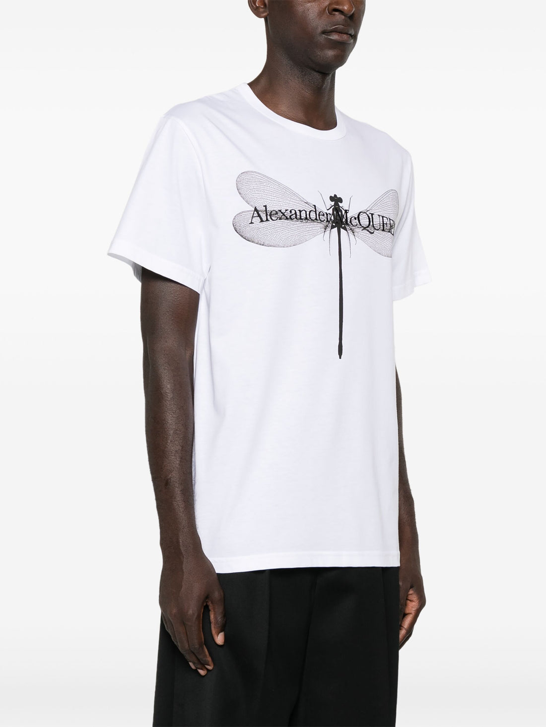 ALEXANDER MCQUEEN Dragonfly-Print Cotton T-Shirt White