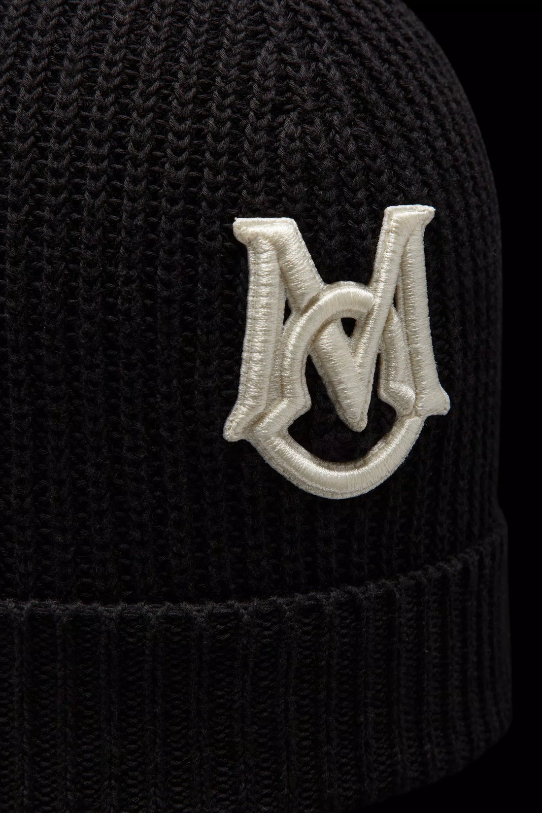 MONCLER Embroidered Monogram Beanie Black - MAISONDEFASHION.COM