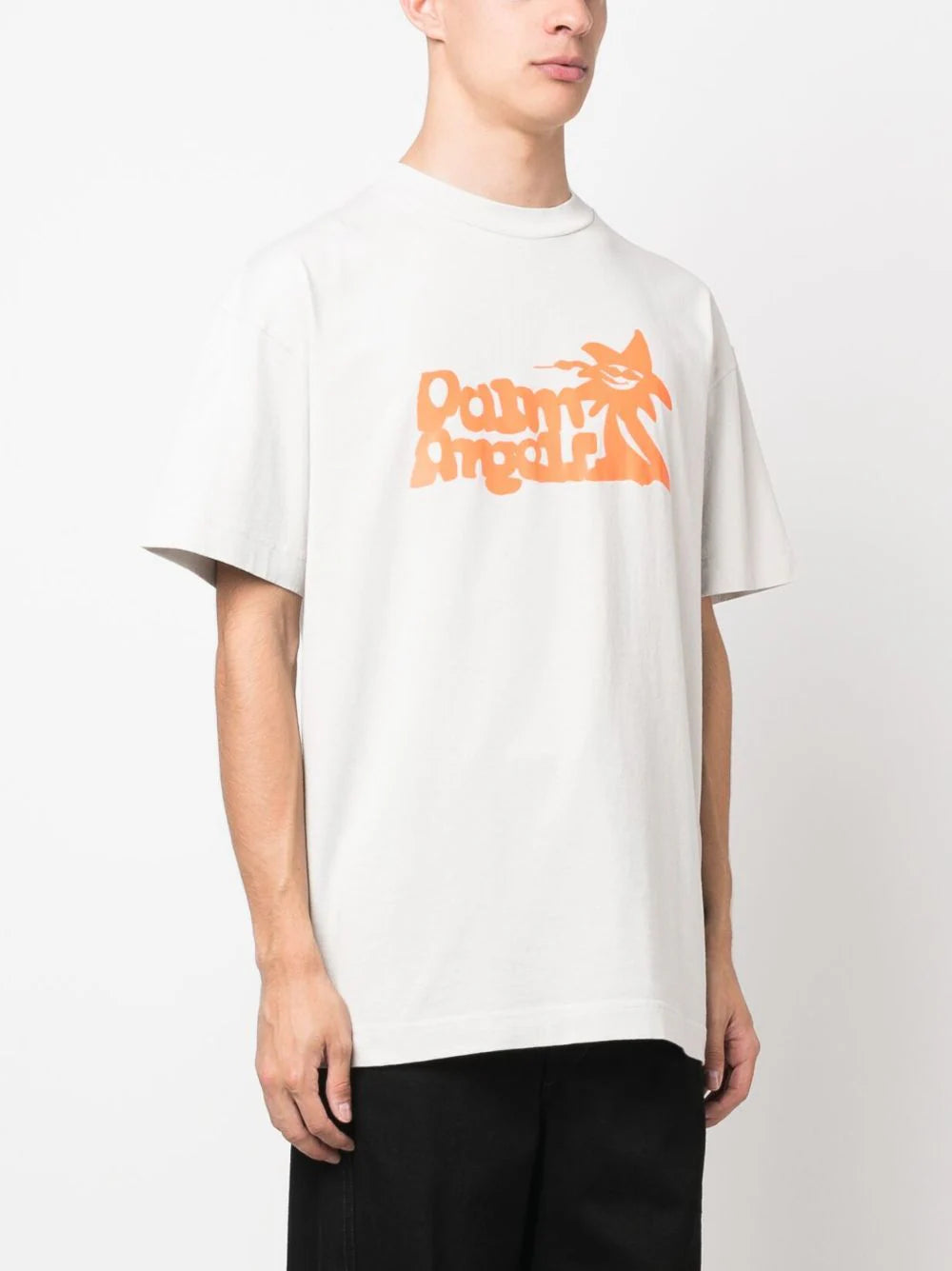 PALM ANGELS MEN "Enzo" Classic T-Shirt Light Grey - MAISONDEFASHION.COM