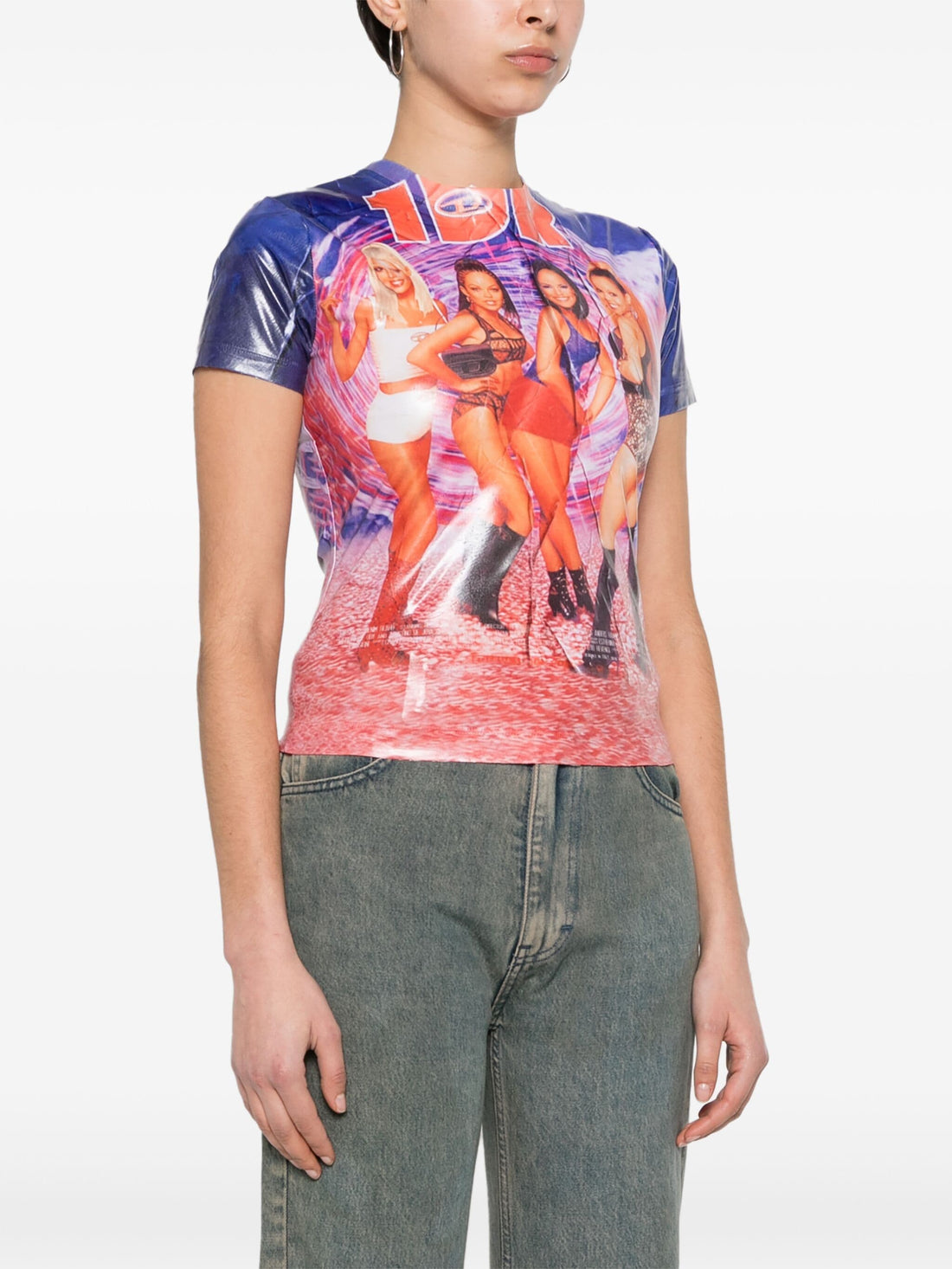 DIESEL WOMEN T-Jodie Creased Print T-Shirt Multi - MAISONDEFASHION.COM