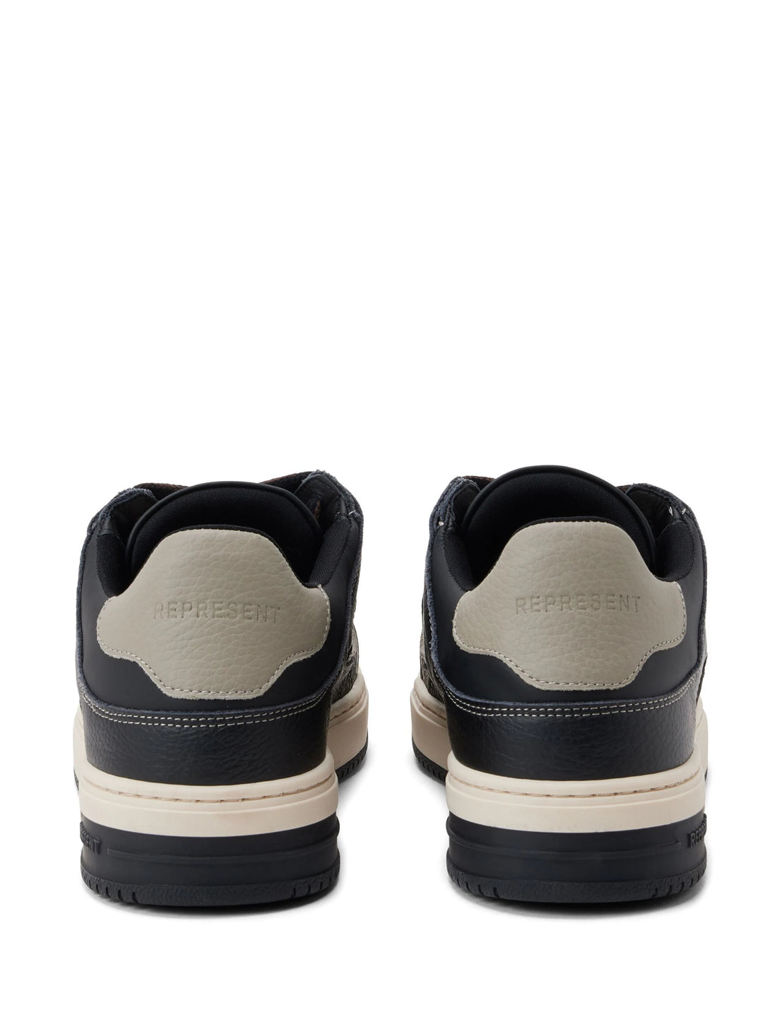 REPRESENT Apex Low-Top Leather Sneakers Black/Washed Taupe