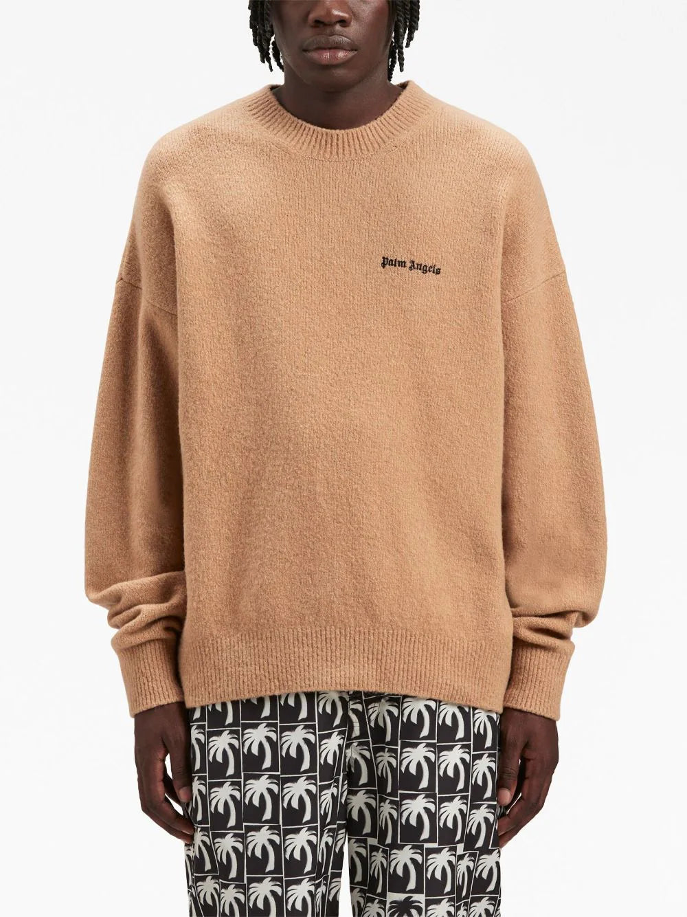 スウェット・トレーナー PALM ANGELS Basic Logo Knit Sweatshirt Camel/Black PALM ANGELS Basic Logo Knit Sweatshirt Camel/Black