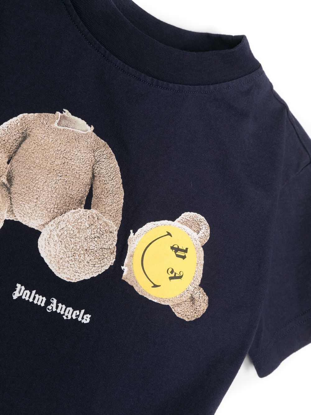 PALM ANGELS KIDS PA Smiley Bear T-Shirt Navy Blue - MAISONDEFASHION.COM