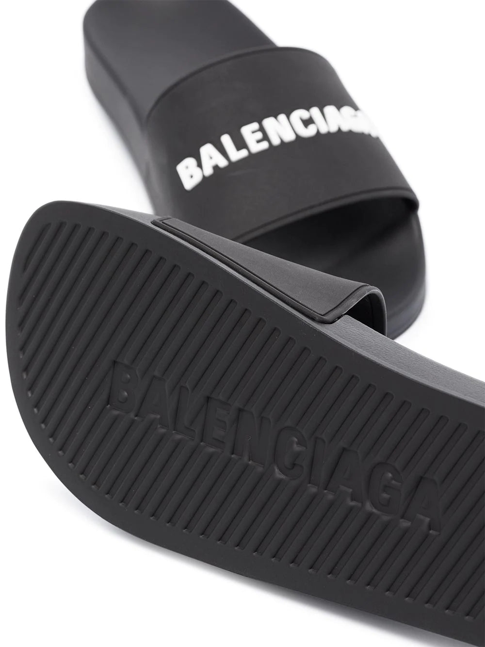 BALENCIAGA Pool Slides Black/White - MAISONDEFASHION.COM