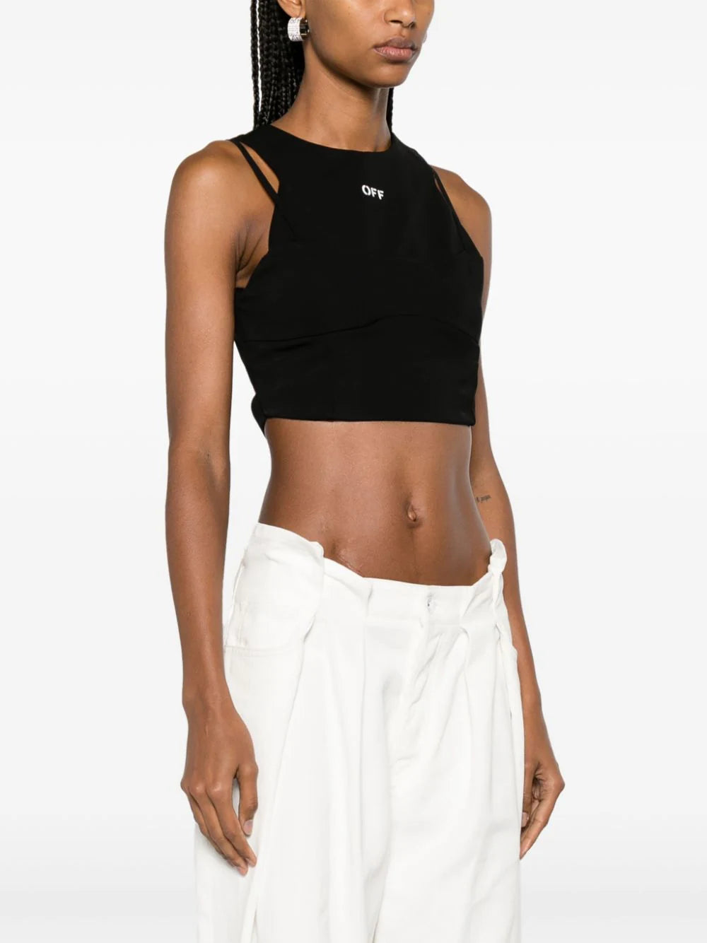 OFF-WHITE WOMEN Laceup Harness Bra Black/White - MAISONDEFASHION.COM