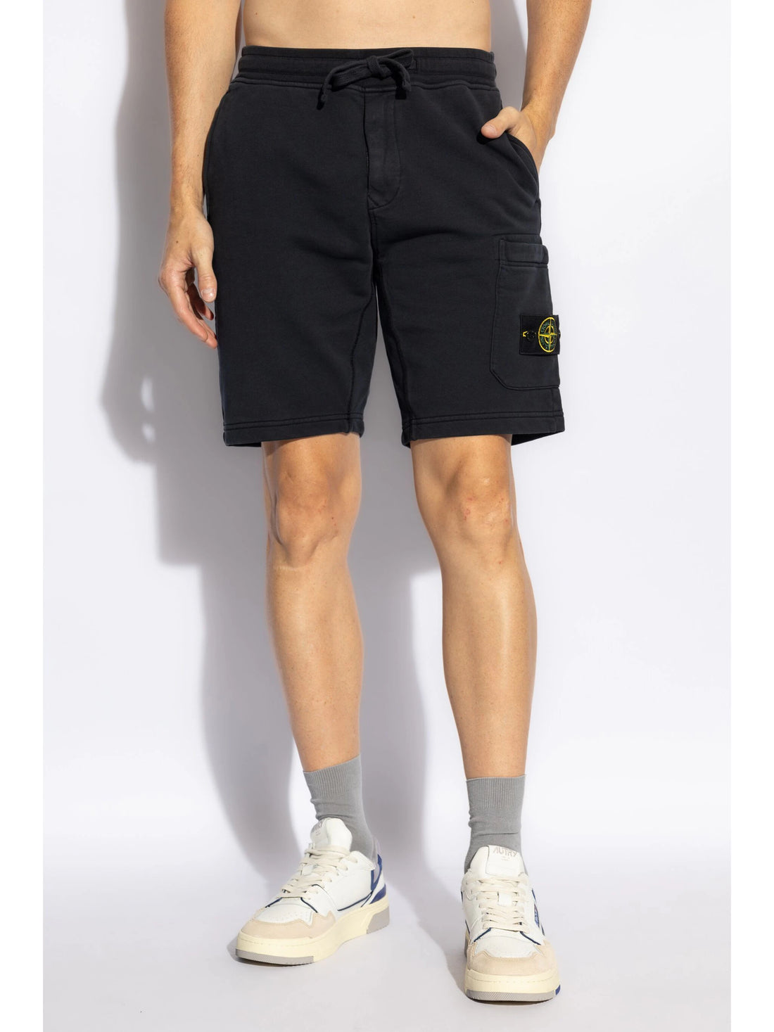 STONE ISLAND Compass Badge Cotton Shorts Black