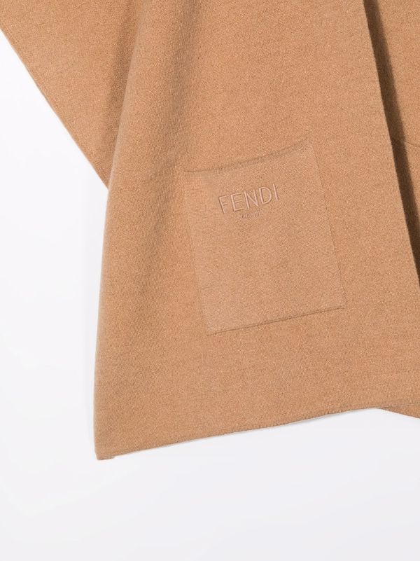 FENDI KIDS Junior Poncho Camel - MAISONDEFASHION.COM