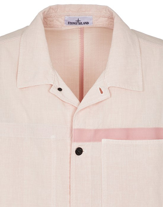 STONE ISLAND Compass-Badge Buttoned Shirt Jacket Pink - MAISONDEFASHION.COM