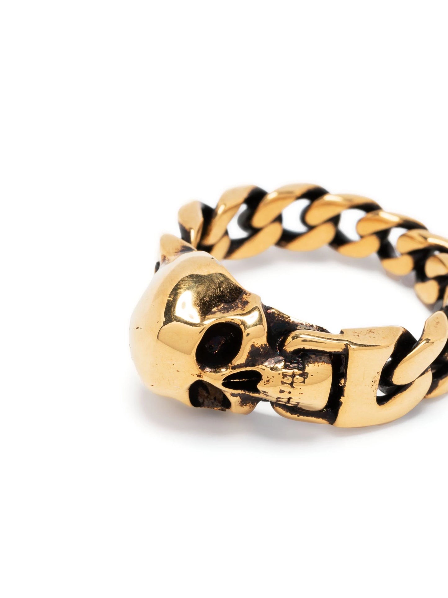 ALEXANDER MCQUEEN Skull Cuban Link Ring Gold – MAISONDEFASHION.COM