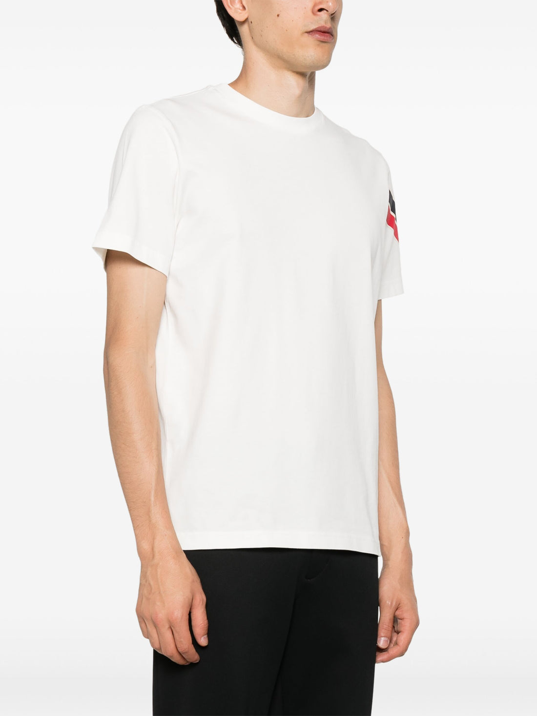 MONCLER Logo Patch Tri-Colour Cotton T-Shirt White