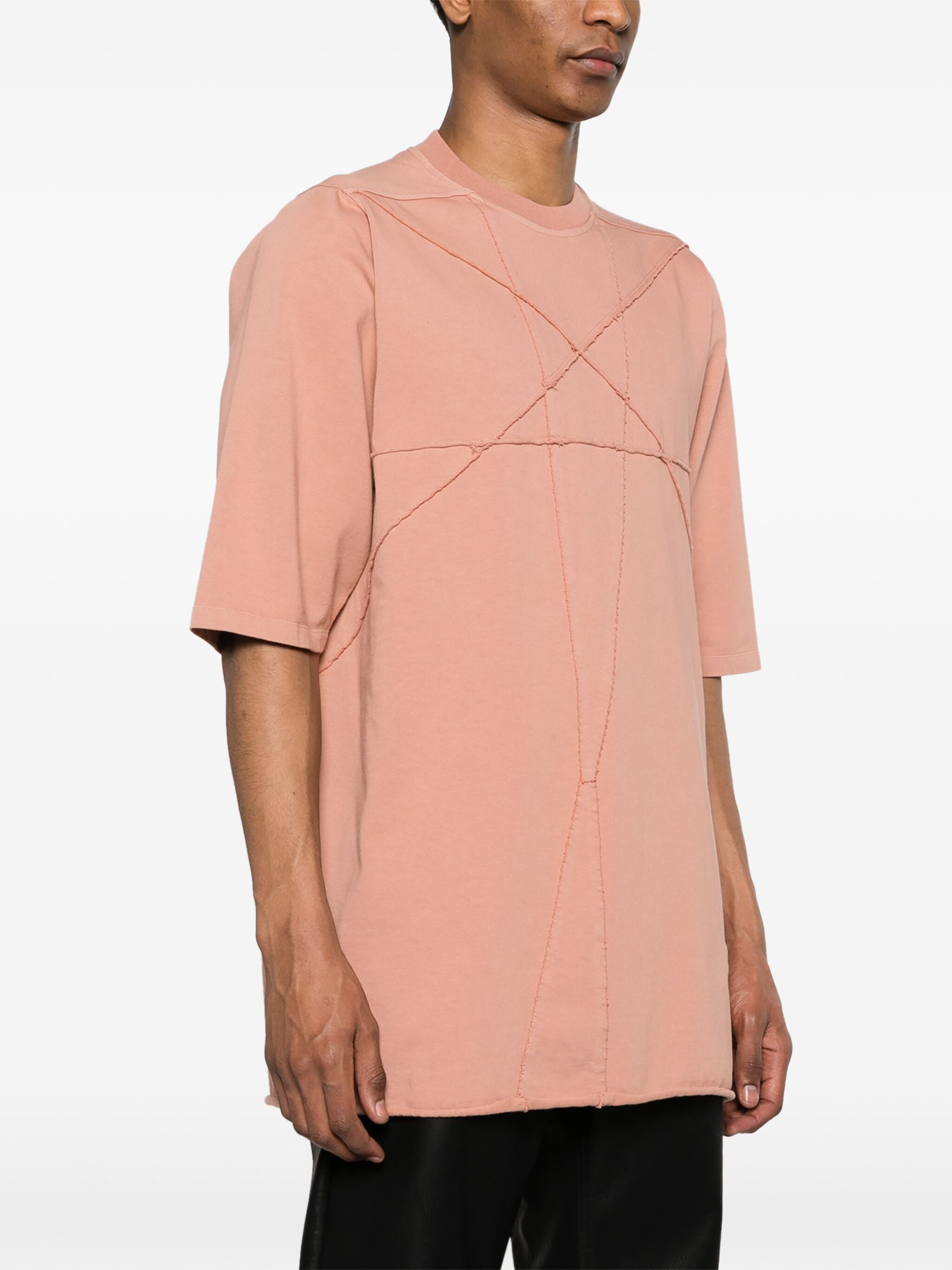 Tシャツ・カットソー RICK OWENS DRKSHDW Panelled Cotton T-Shirt Pink RICK OWENS DRKSHDW Panelled Cotton T-Shirt Pink