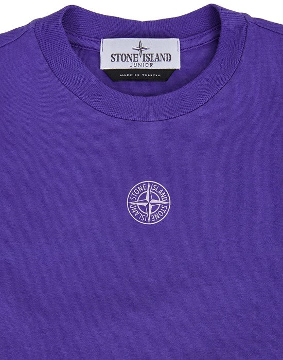 STONE ISLAND KIDS Logo Print Back Graphic Cotton T-Shirt Ultramarine Blue - MAISONDEFASHION.COM