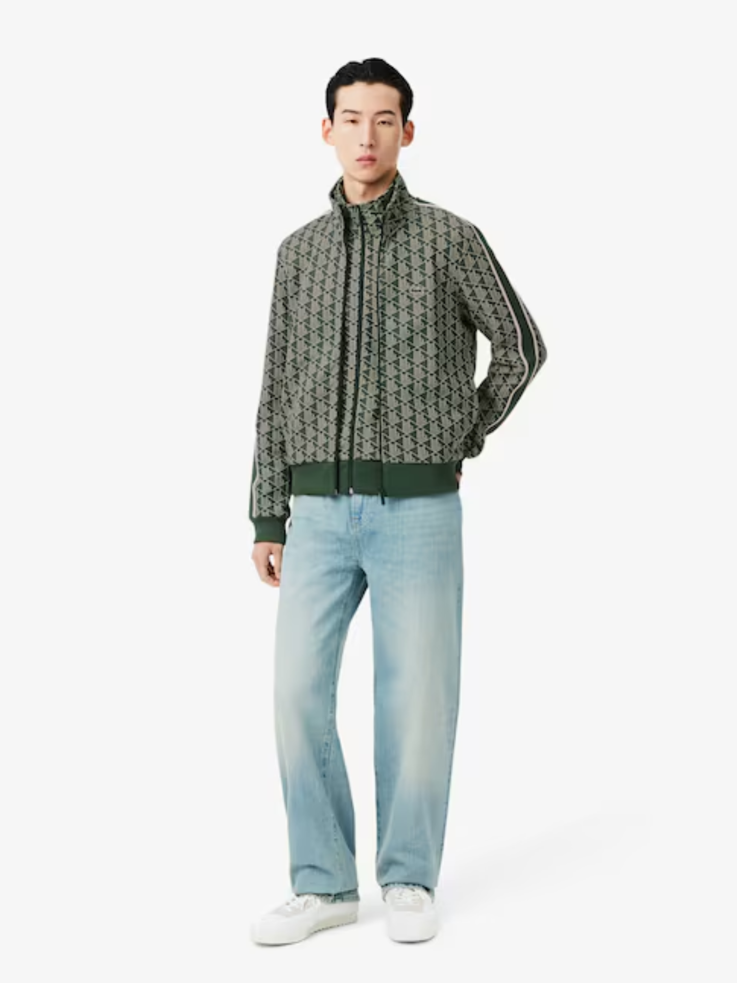 LACOSTE Paris Zip-Up Jacquard Track Jacket Green – MAISONDEFASHION.COM