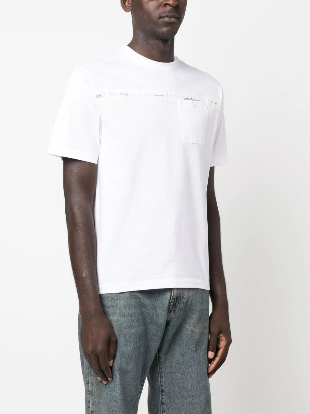 PALM ANGELS MEN Db Sartorial Tape Pocket T-Shirt White - MAISONDEFASHION.COM