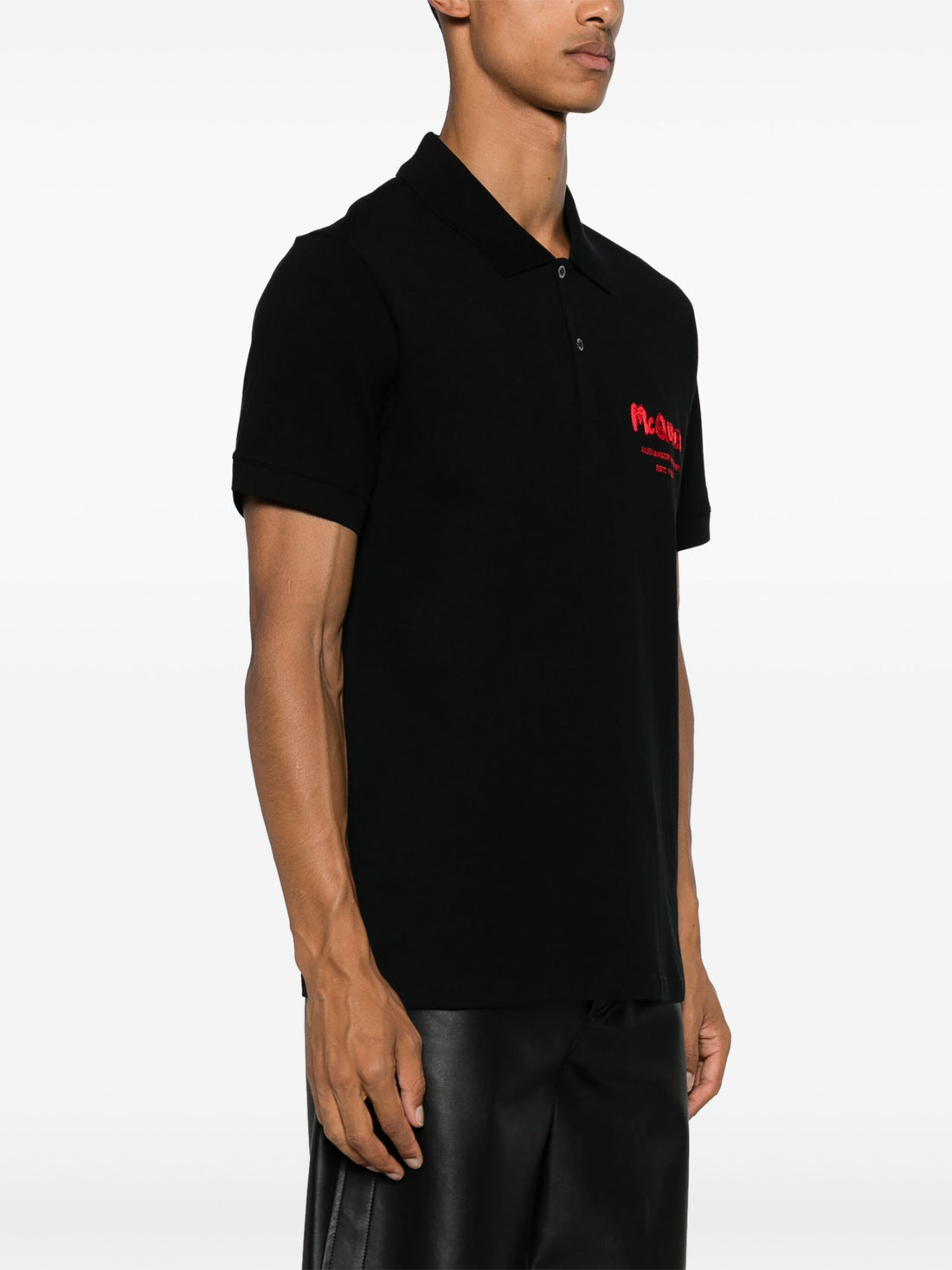 ALEXANDER MCQUEEN Logo Graffiti Print Polo Shirt Black