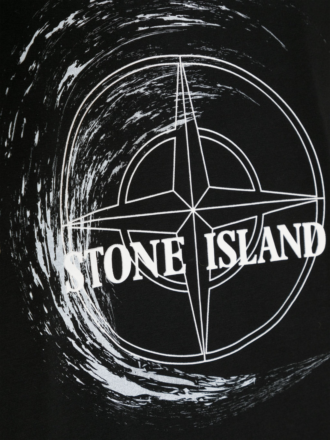 STONE ISLAND KIDS Compass Logo Graphic Print Cotton T-Shirt Black - MAISONDEFASHION.COM