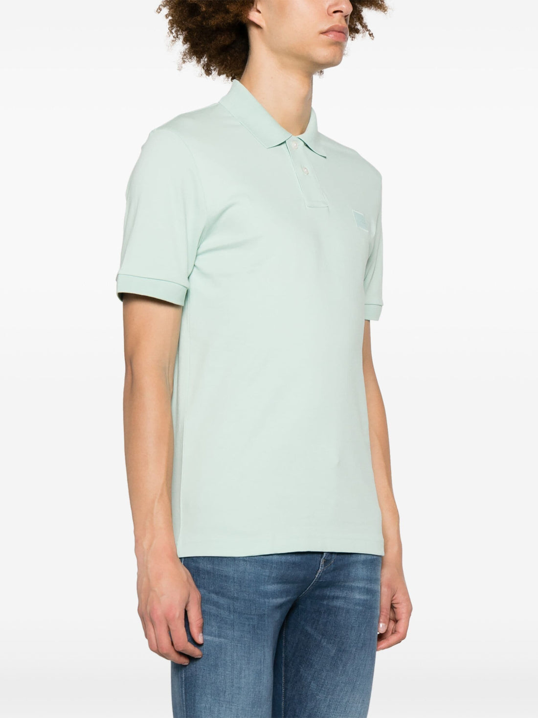 BOSS MEN Passenger Logo Patch Pique Polo Shirt Turquoise - MAISONDEFASHION.COM