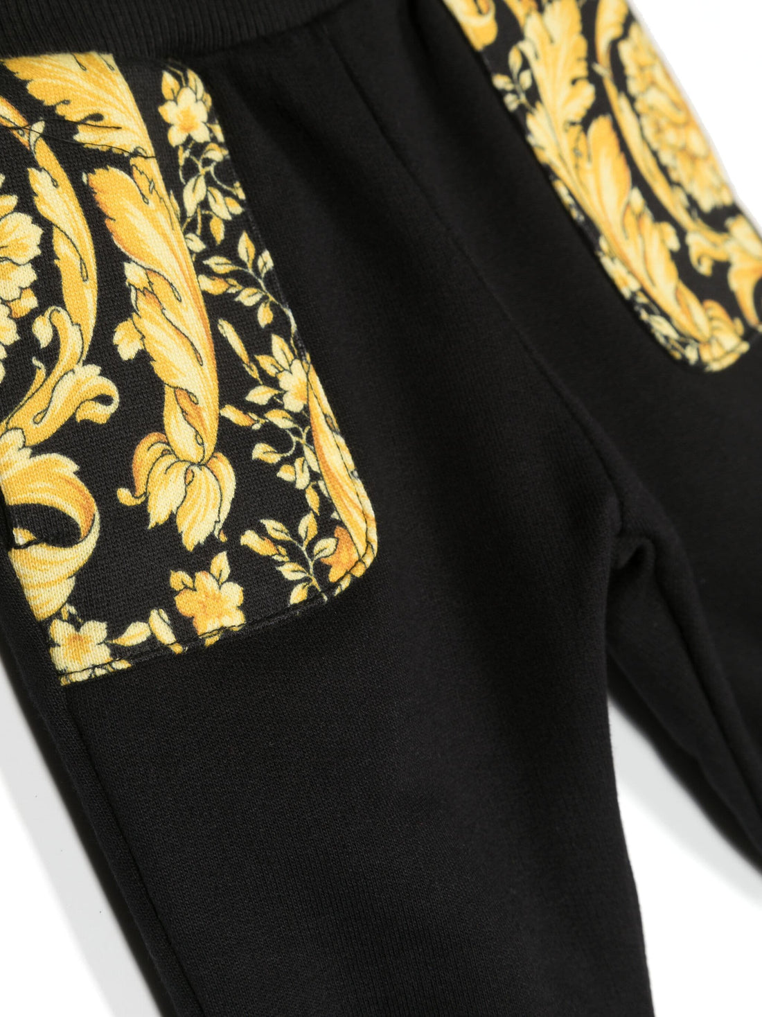 VERSACE BABY Unisex Barocco-print Cotton Track Trousers Black - MAISONDEFASHION.COM