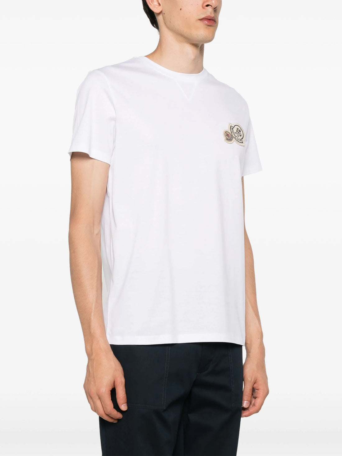 MONCLER Double Logo Patch Cotton T-Shirt White