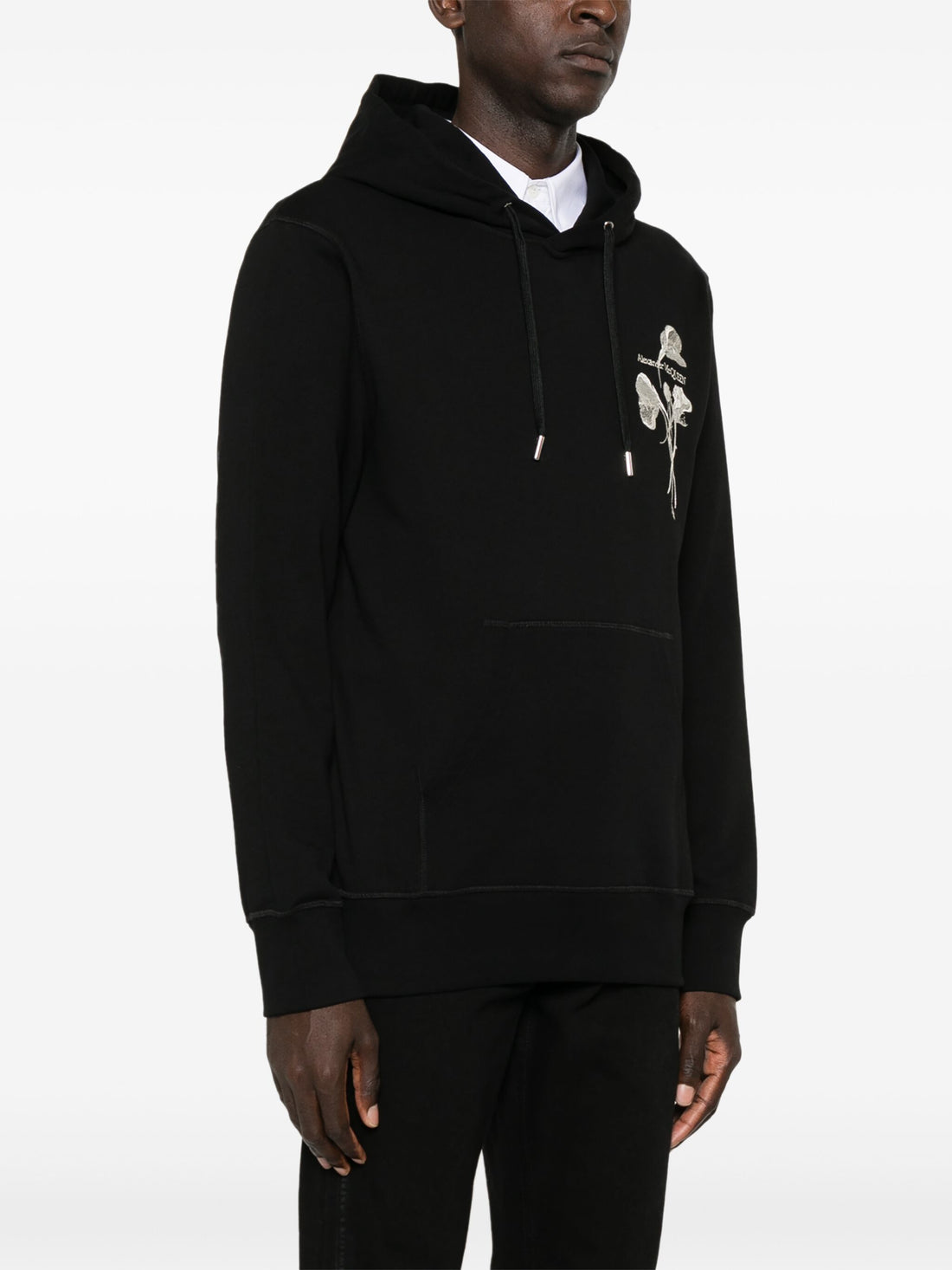 ALEXANDER MCQUEEN Logo Embroidered Hoodie Black