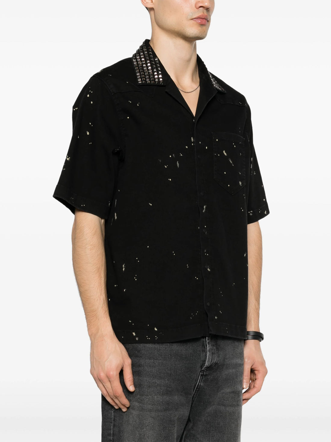 DSQUARED2 Icon Studded Short Sleeve Shirt Black - MAISONDEFASHION.COM
