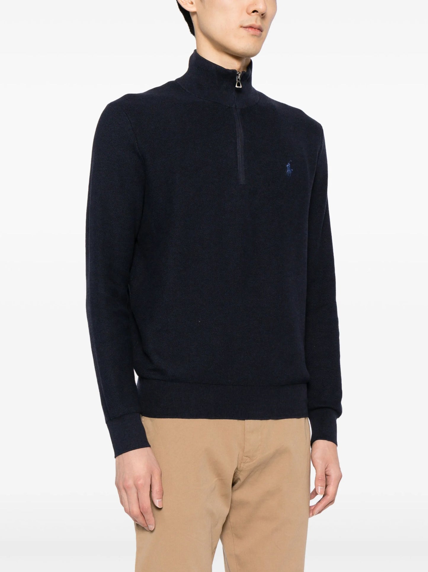 スウェット・トレーナー RALPH LAUREN Logo Embroidered Cotton Half Zip Sweatshirt Nav RALPH LAUREN Logo Embroidered Cotton Half Zip Sweatshirt