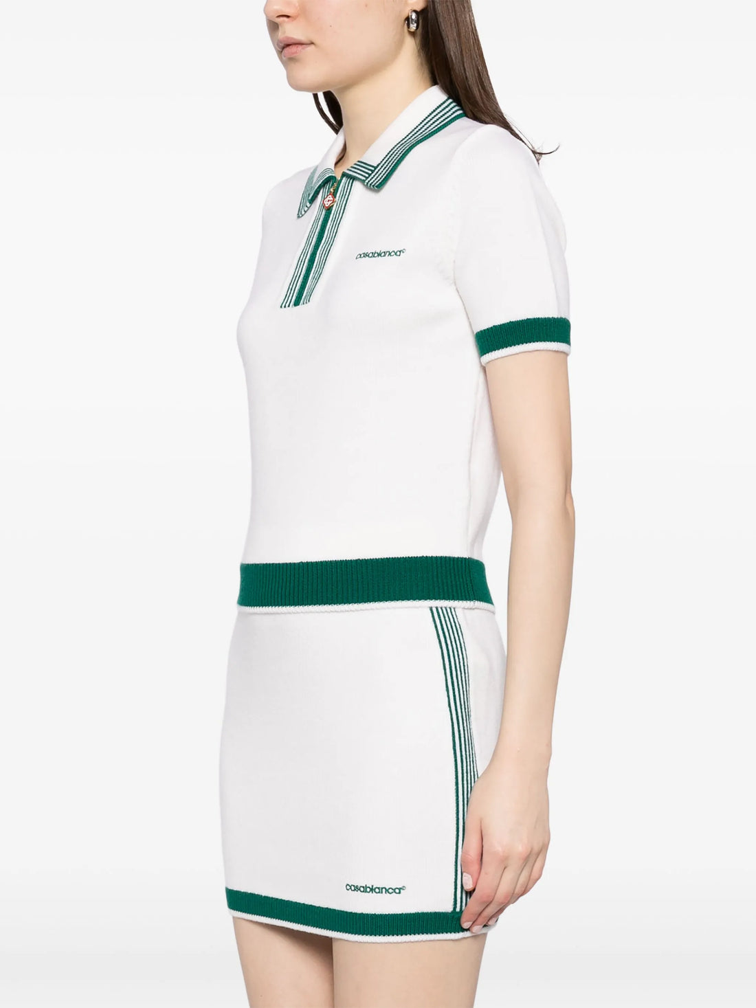 CASABLANCA WOMEN Logo Embroidered Tennis Polo Shirt White/Green