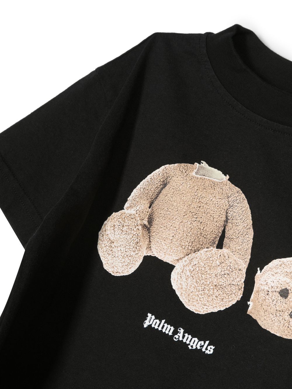 PALM ANGELS KIDS Bear T-Shirt S/S Black/Brown - MAISONDEFASHION.COM