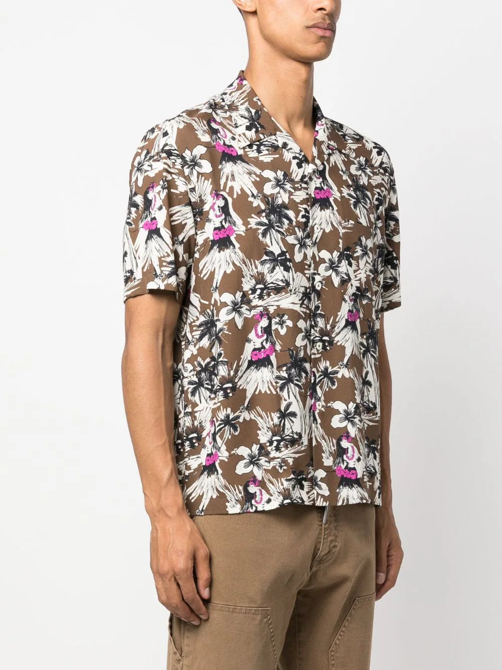 PALM ANGELS MEN Hula Bowling Shirt Beige/Butter - MAISONDEFASHION.COM