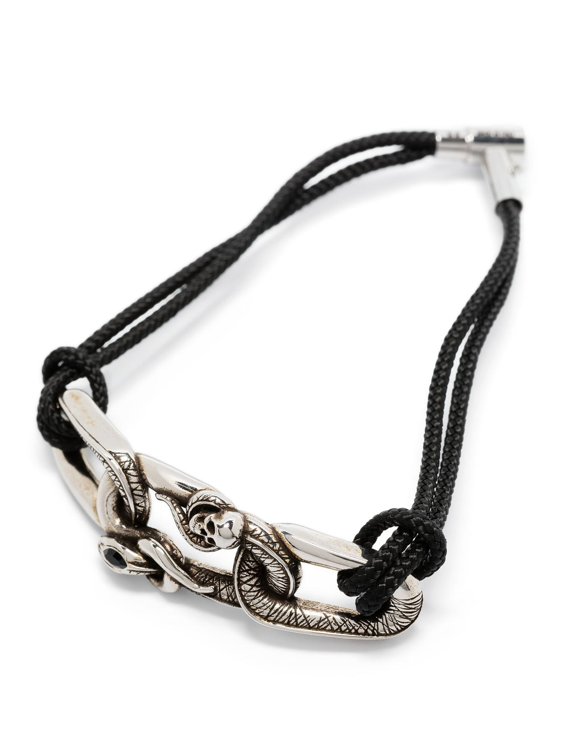 ALEXANDER MCQUEEN Snake & Skull Bracelet Black/Silver