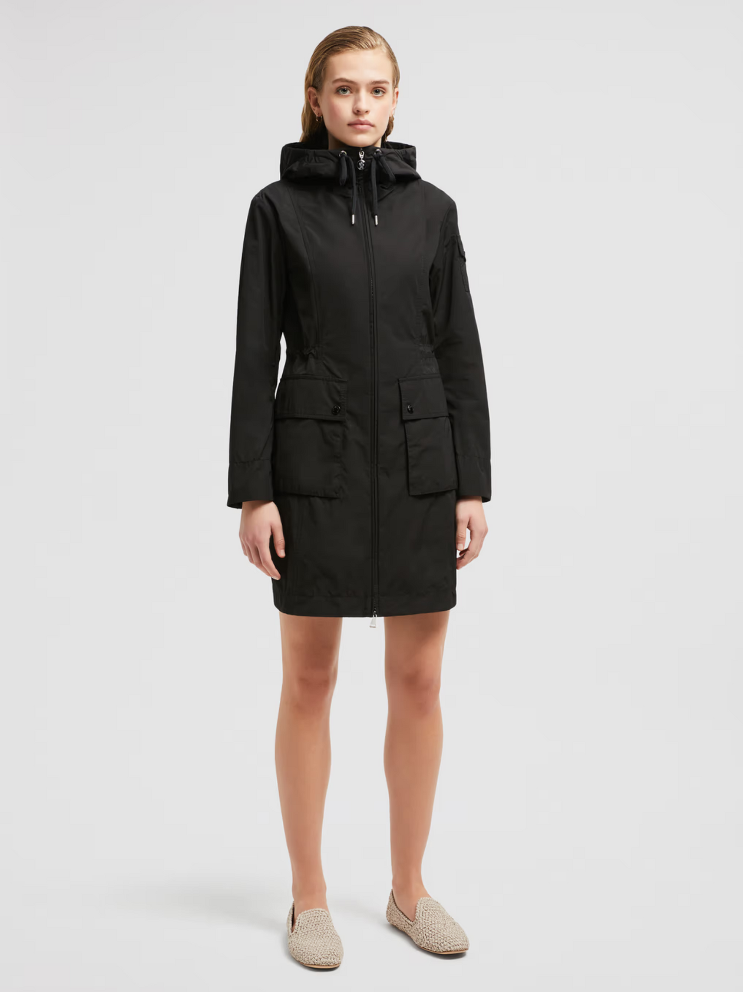 ダウンジャケット・コート MONCLER WOMEN Laerte Hooded Mid-Length Parka Black MONCLER WOMEN Laerte Hooded Mid-Length Parka Black