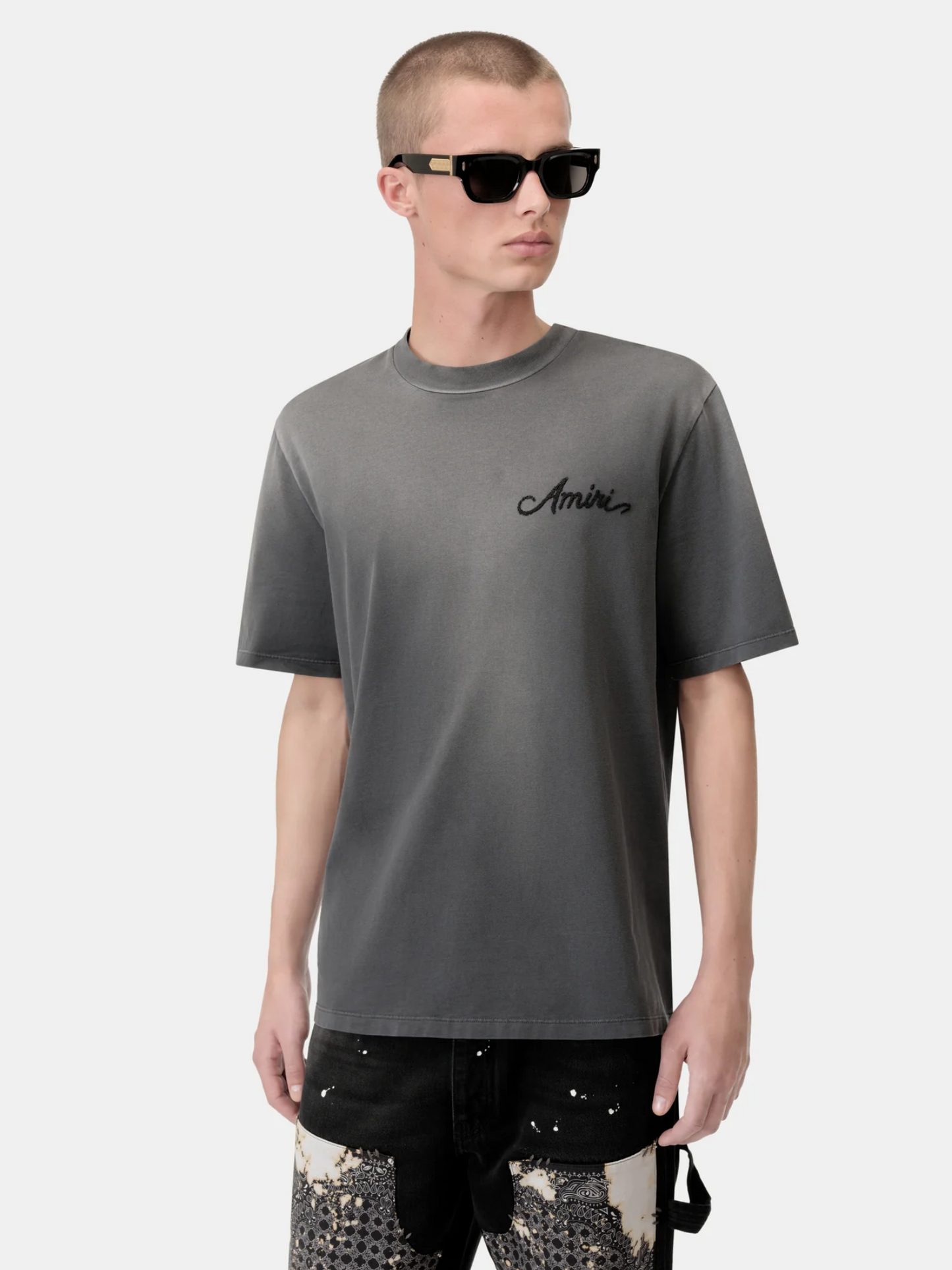 AMIRI Bleach Bandana Patch T-shirt Black – MAISONDEFASHION.COM