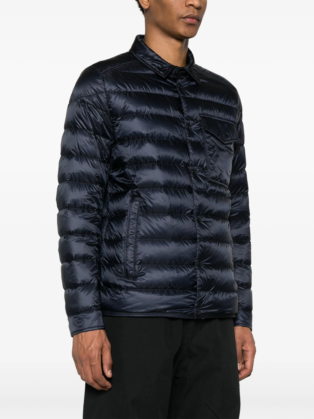 MONCLER Tenibres Logo Patch Padded Jacket Navy