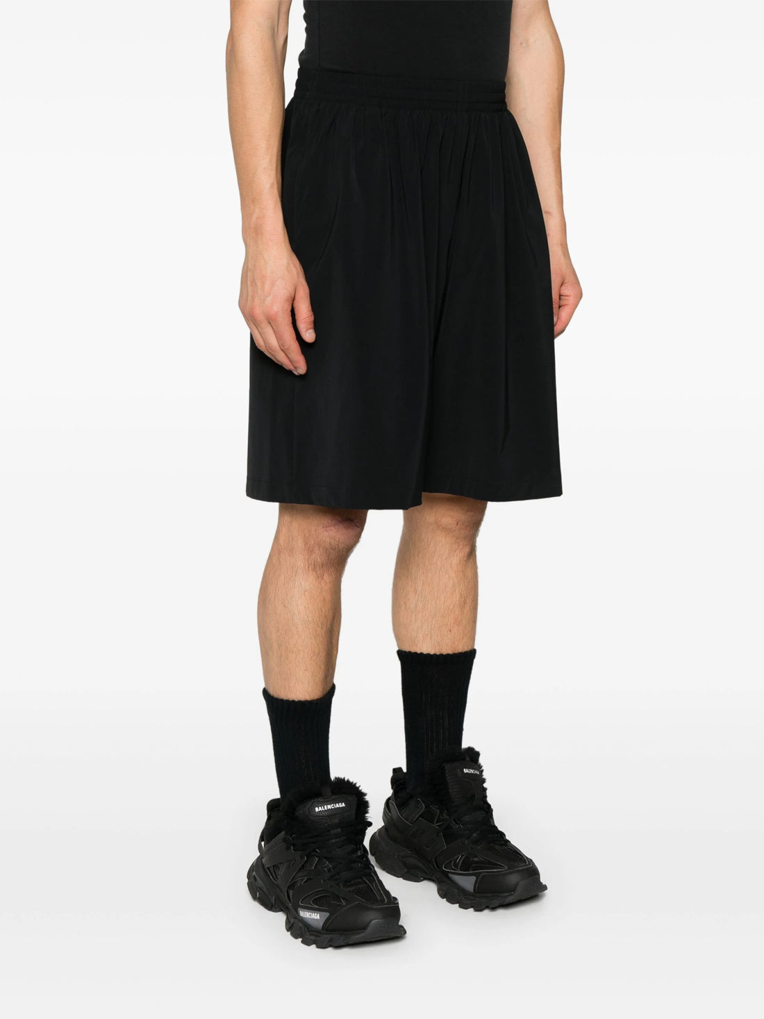 BALENCIAGA Logo-Print Track Shorts Black