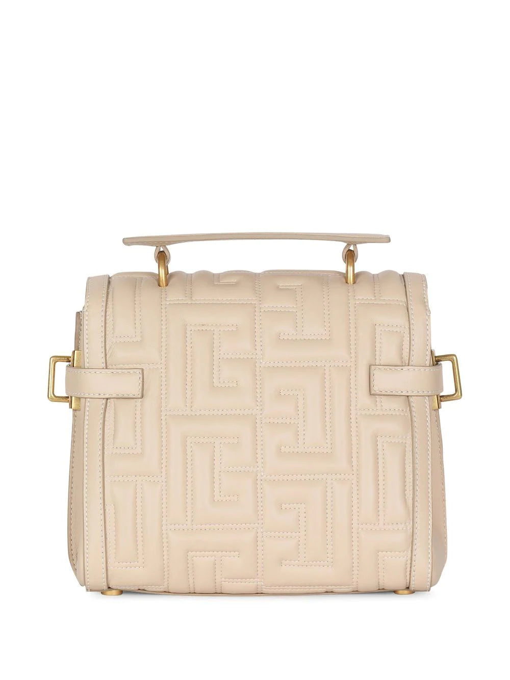 BALMAIN WOMEN BBUZZ 23 Soft Quilted Lamb Skin Flap Bag Sable/Creme - MAISONDEFASHION.COM