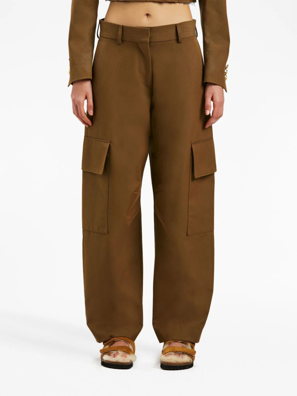 PALM ANGELS WOMEN Suit Cargo Pants Brown/Black - MAISONDEFASHION.COM