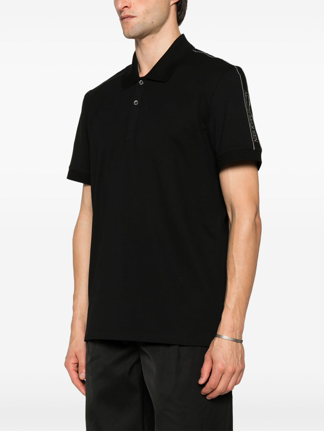 ALEXANDER MCQUEEN Logo Tape Cotton Polo Shirt Black