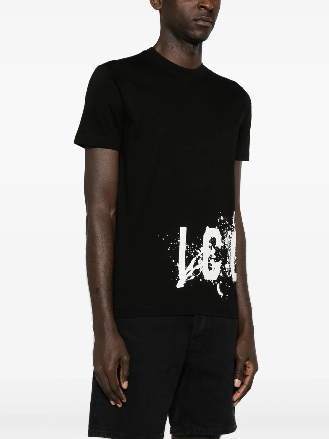 DSQUARED2 Icon Splash Cool Fit Cotton T-Shirt Black - MAISONDEFASHION.COM