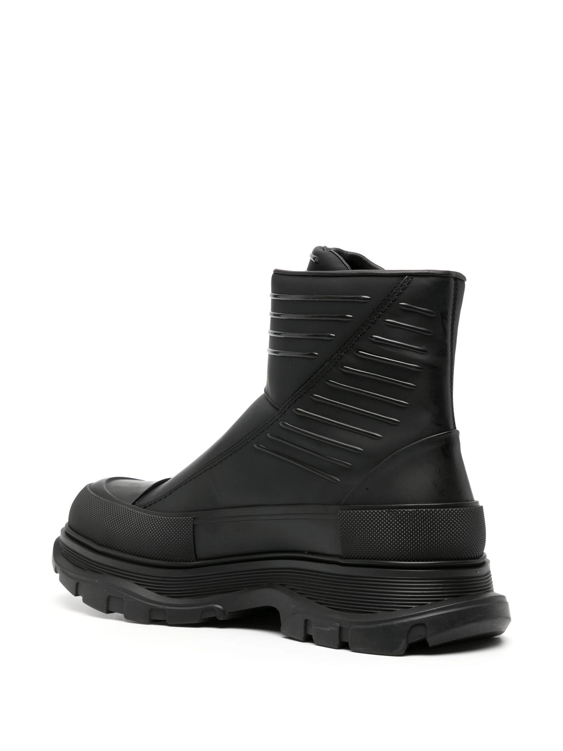 ALEXANDER MCQUEEN Tread Slick 45mm Leather Boots Black - MAISONDEFASHION.COM