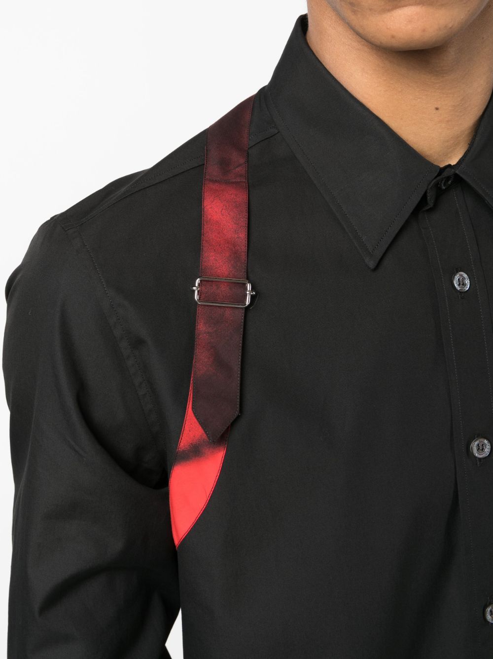 ALEXANDER MCQUEEN Harness Cotton Shirt Black/Red - MAISONDEFASHION.COM