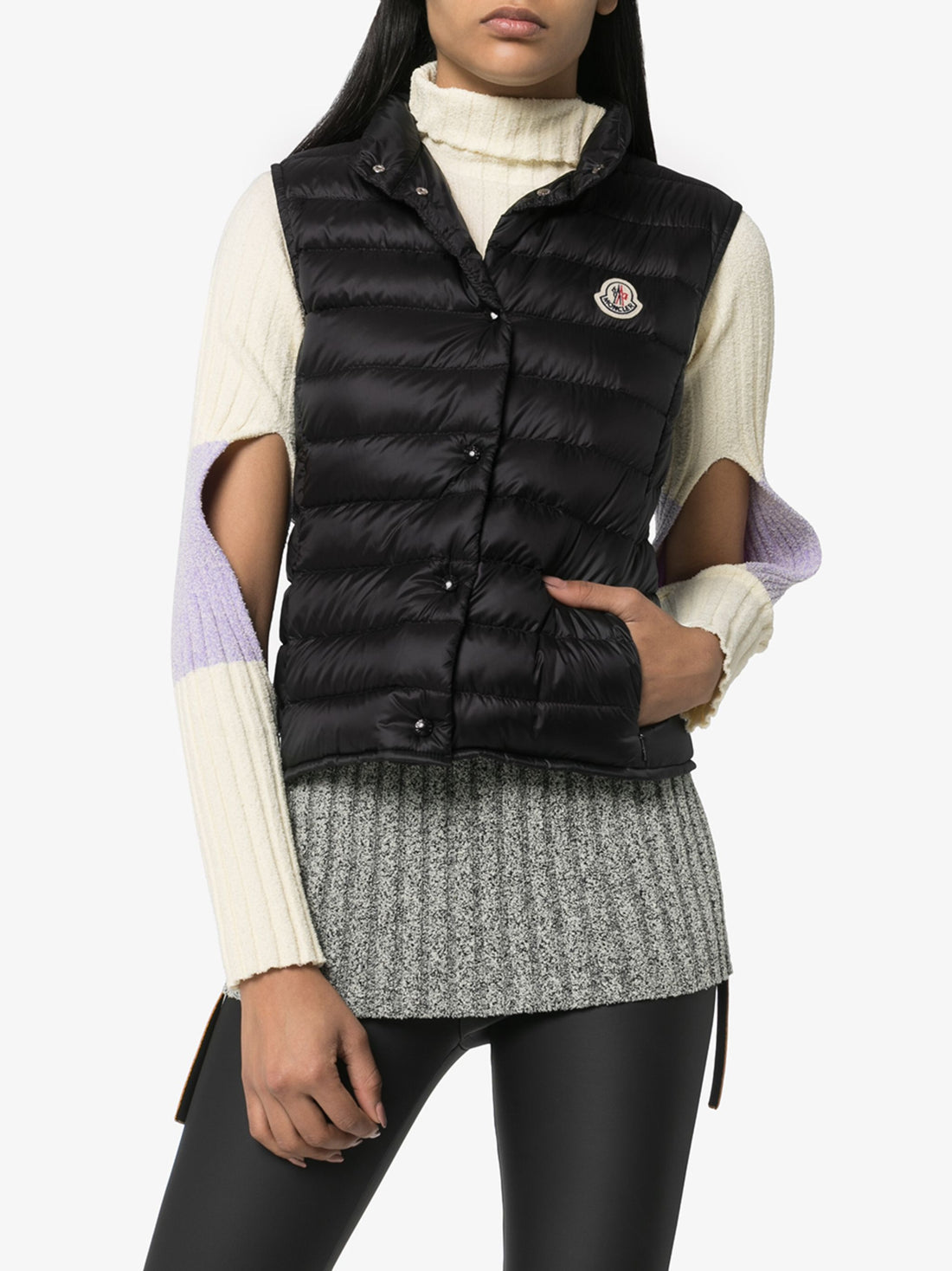 MONCLER WOMEN Liane Logo Patch Down Gilet Black