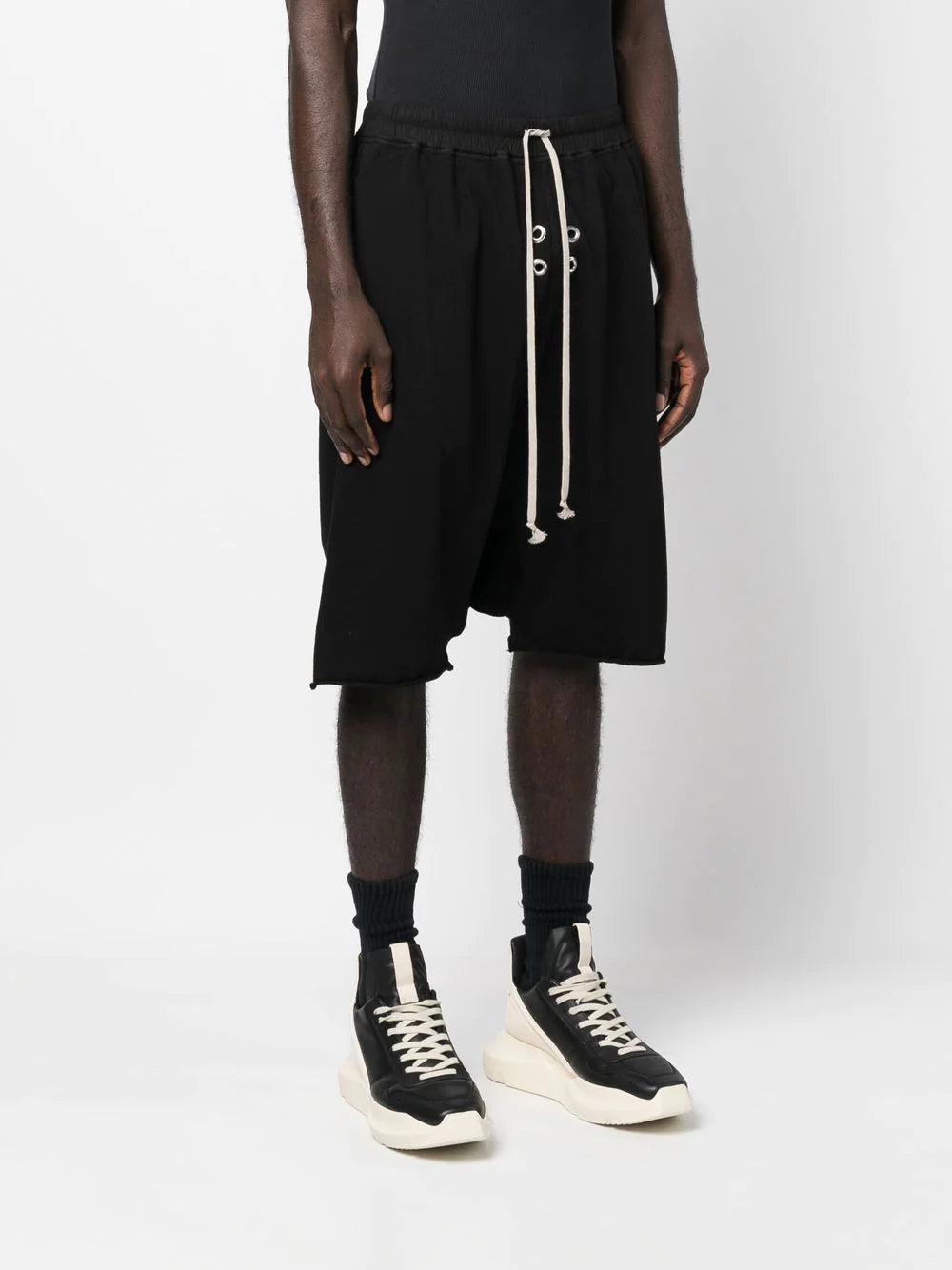 RICK OWENS DRKSHDW Eyelet Knit Shorts Black - MAISONDEFASHION.COM