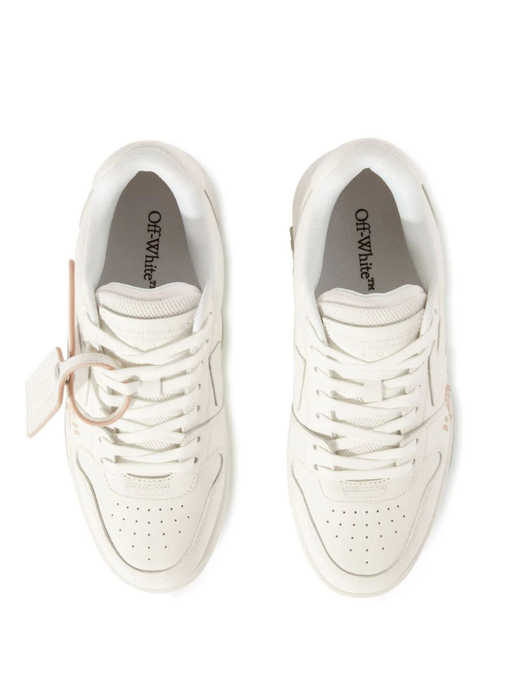 OFF-WHITE WOMEN Out Of Office "For Walking" Leather Sneakers White/Pink - MAISONDEFASHION.COM