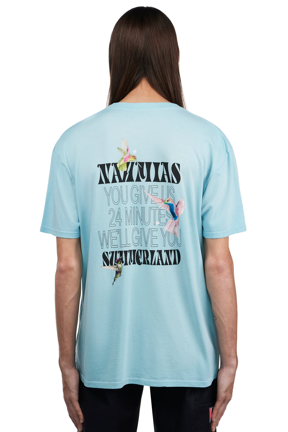 NAHMIAS Hummingbird Graphic Print T-Shirt Faded Marine Blue - MAISONDEFASHION.COM