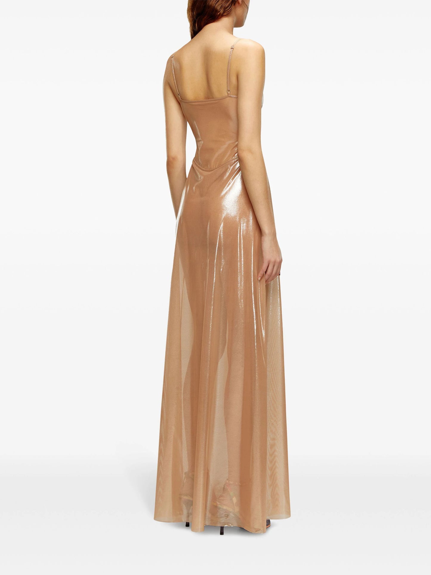 DIESEL WOMEN Long Slip Dress In Shiny Stretch Tulle Nude MAISONDEFASHION.COM DIESEL WOMEN Long Slip Dress In Shiny Stretch Tulle Nude MAISONDEFASHION.COM