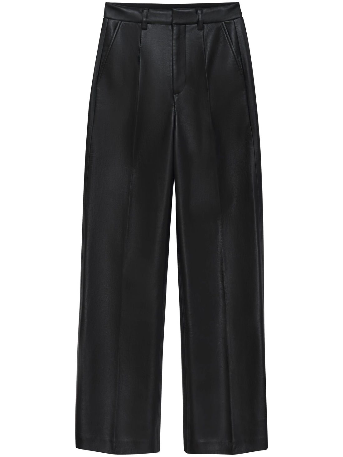 ANINE BING WOMEN Wide-leg Recycled-leather Trousers Black - MAISONDEFASHION.COM