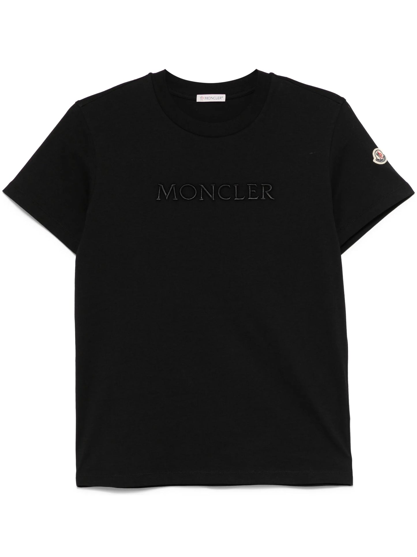 Tシャツ・カットソー MONCLER WOMEN Embroidered Tonal Logo Cotton T-Shirt Black MONCLER WOMEN Embroidered Tonal Logo Cotton T-Shirt Black